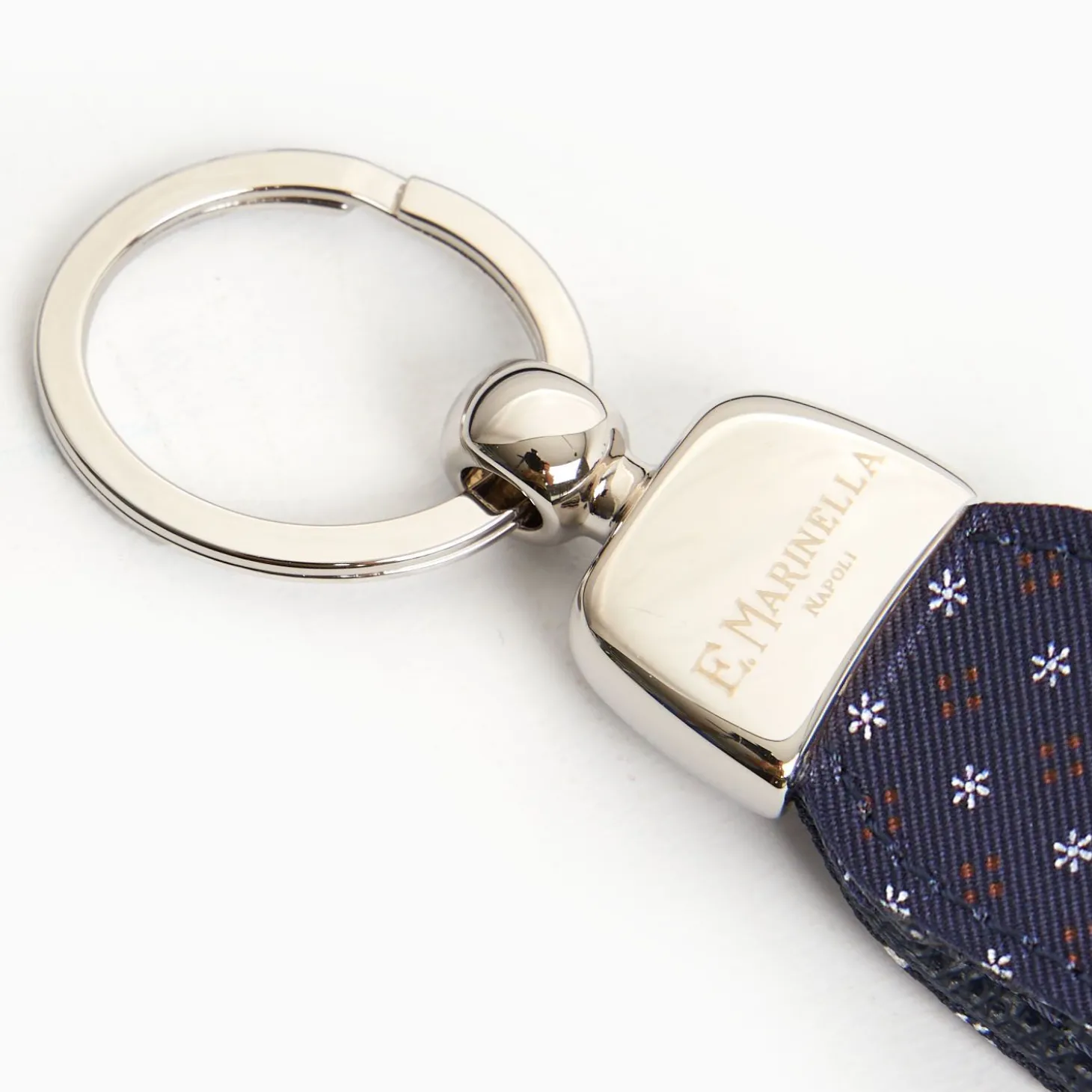 Dark Blue Keyfob In Silk And Leather