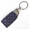Dark Blue Keyfob In Silk And Leather