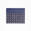 Dark Blue Leather And Silk Credit Card Holder 5 Compartments