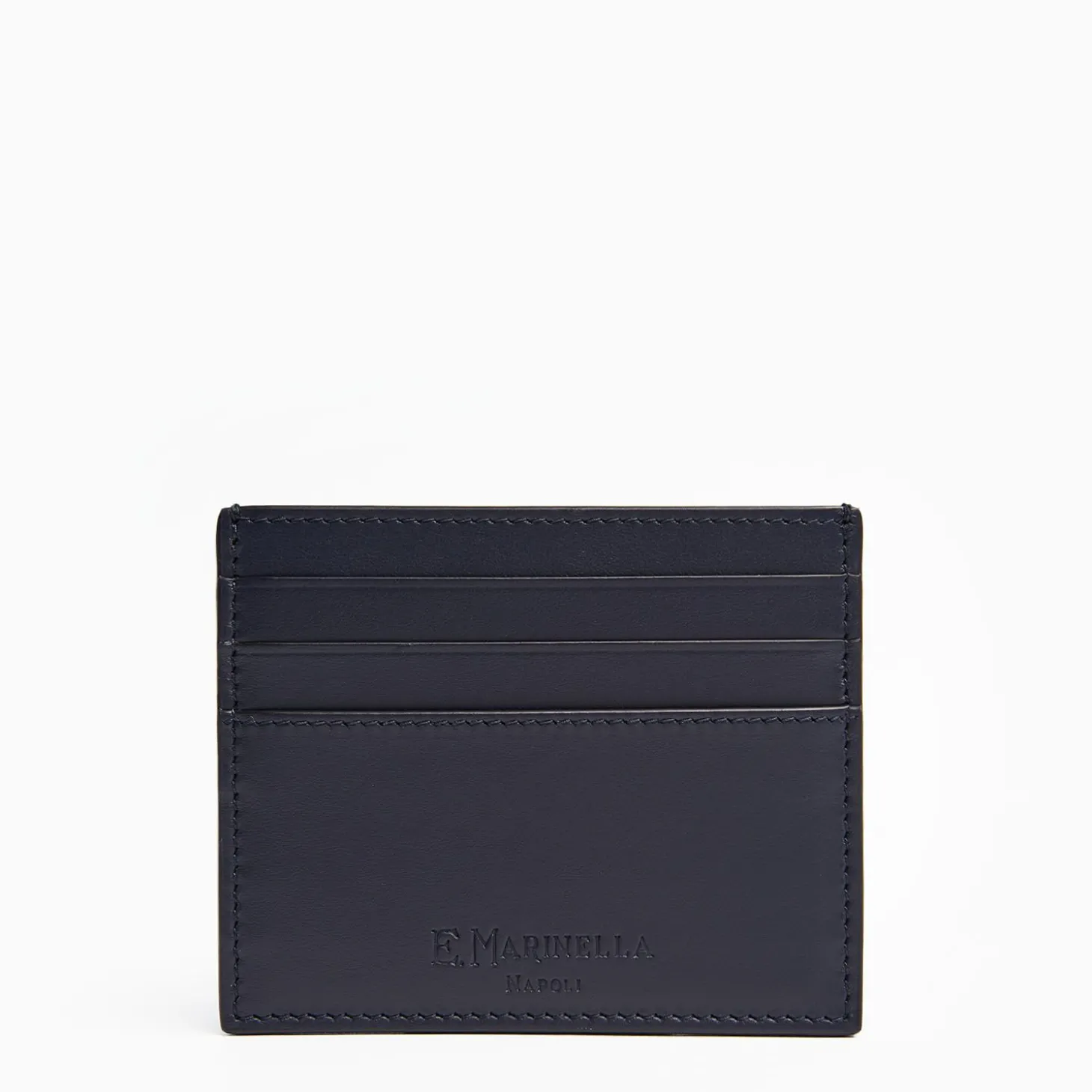 Dark Blue Leather Credit Card Holder - 7 Compartments