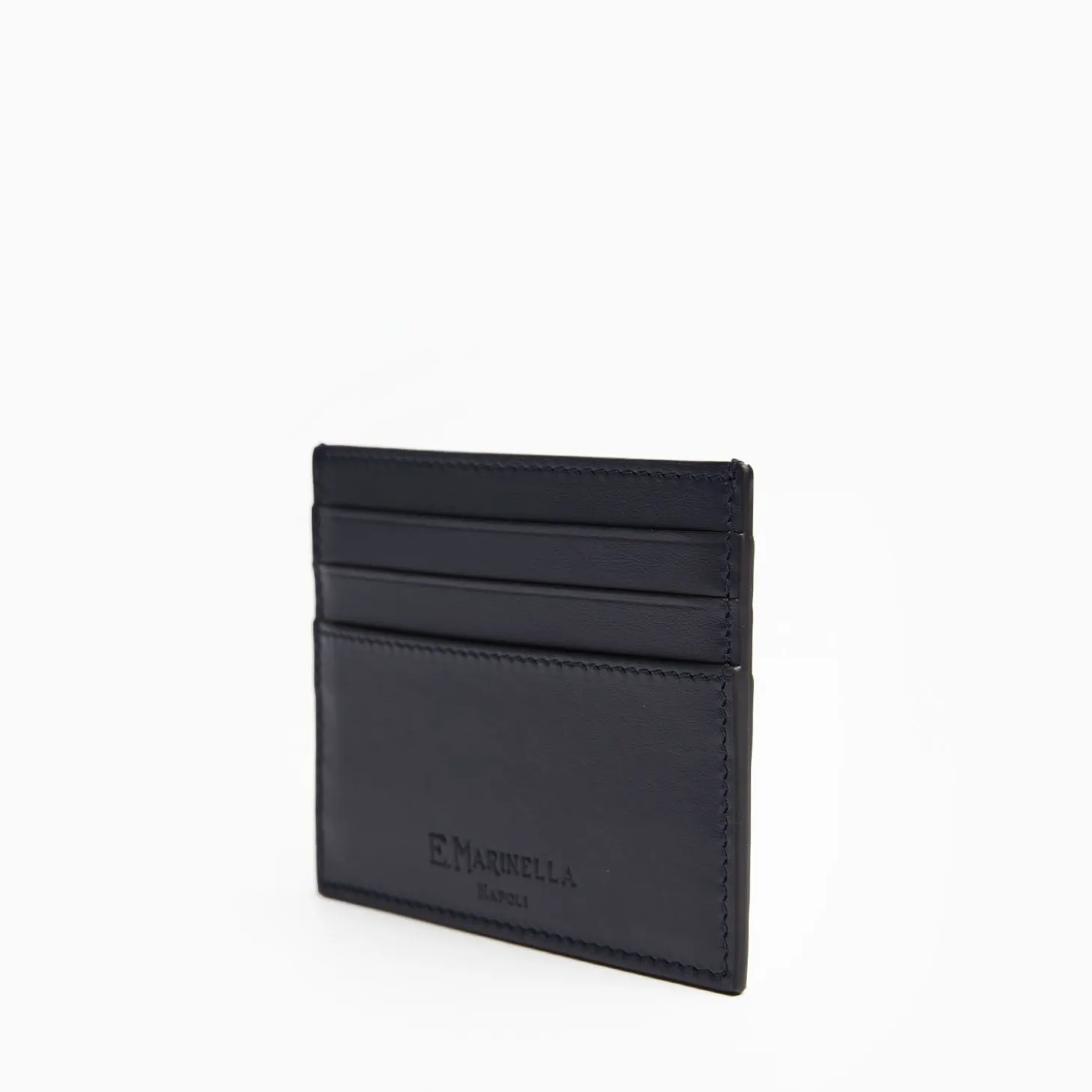 Dark Blue Leather Credit Card Holder - 7 Compartments