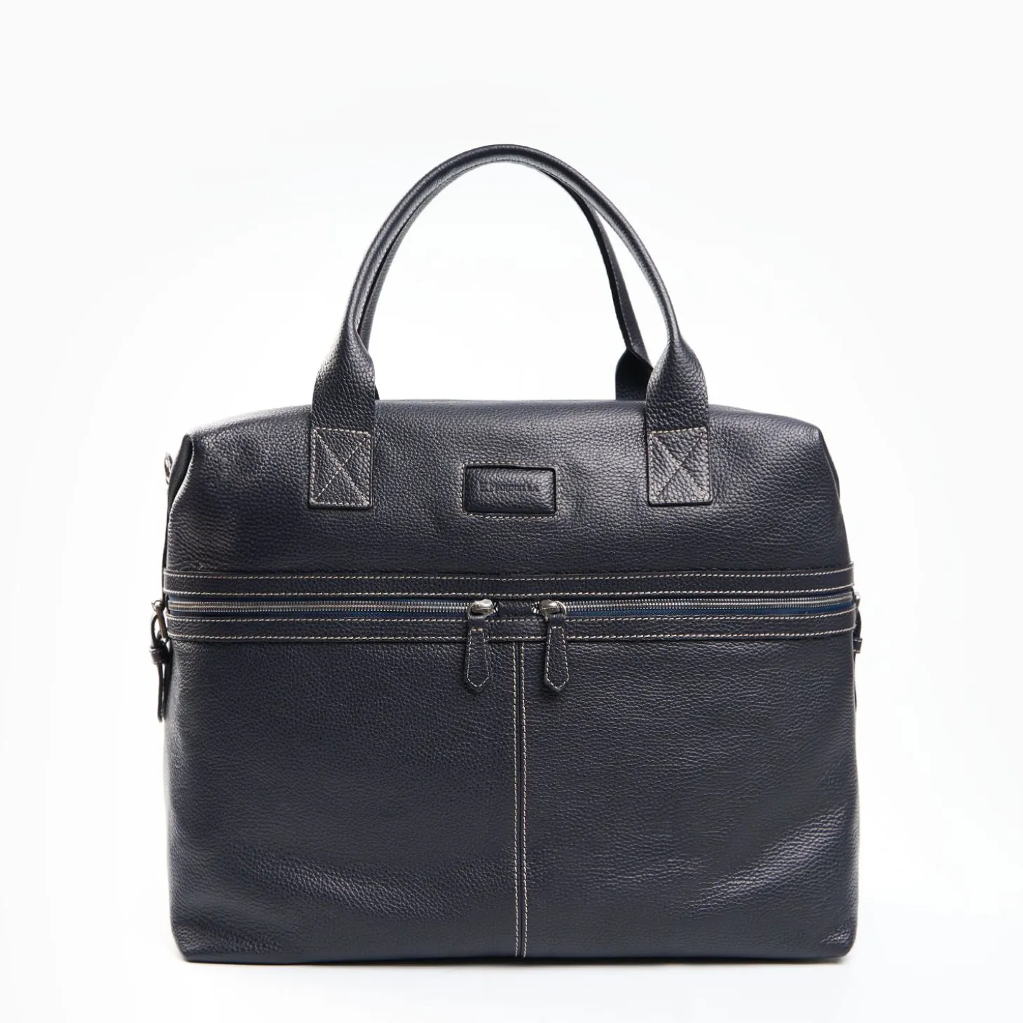 Dark Blue Leather Travel Bag