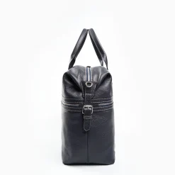 Dark Blue Leather Travel Bag