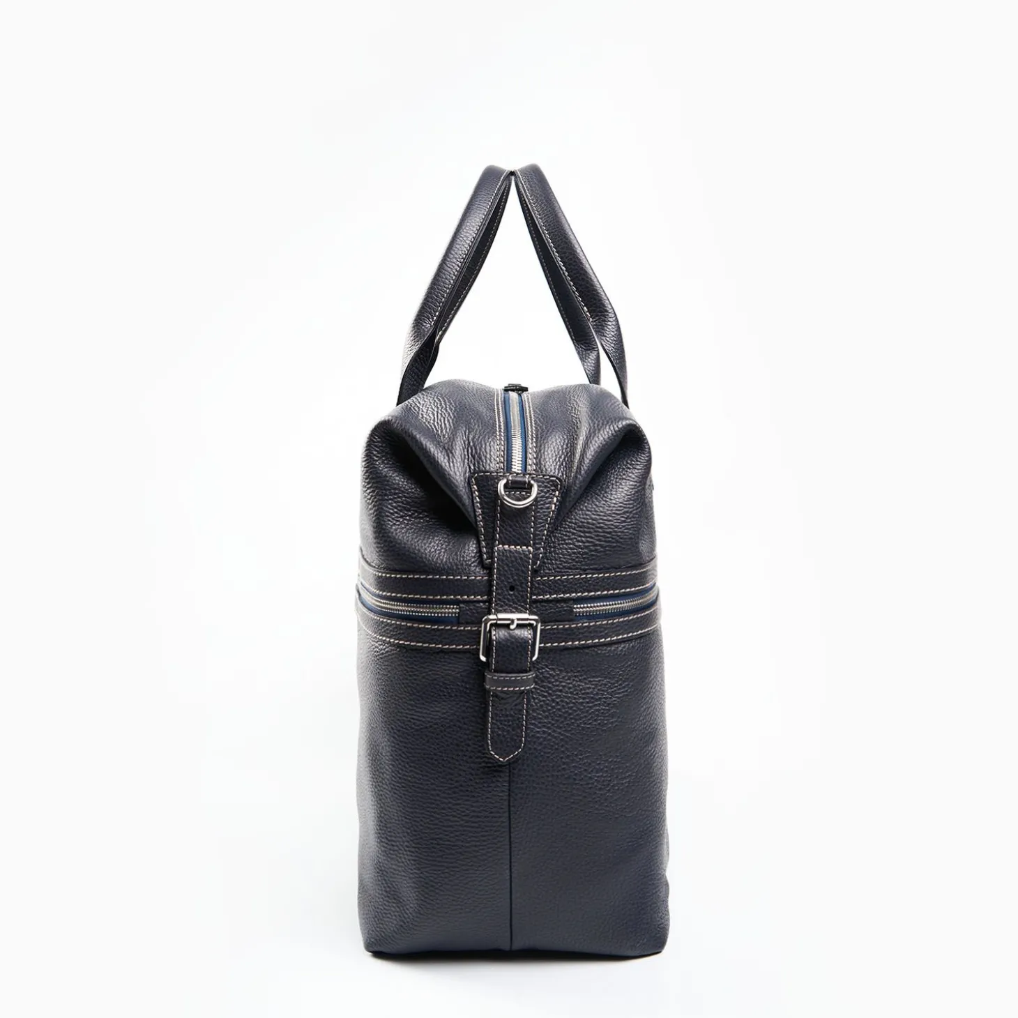 Dark Blue Leather Travel Bag