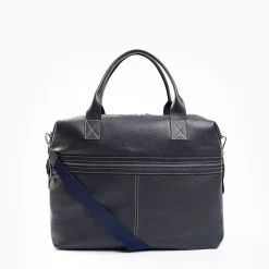 Dark Blue Leather Travel Bag