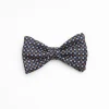 Dark Blue Pre-Knotted Silk Bowtie- Small Flower Pattern