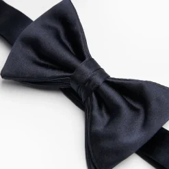 Dark Blue Pre-Knotted Silk Satin Bowtie - Solid Color