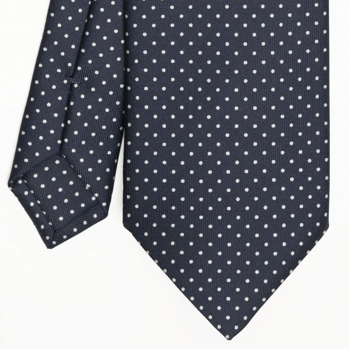 Dark Blue Sartorial Classic Silk Tie Polka Dot Pattern