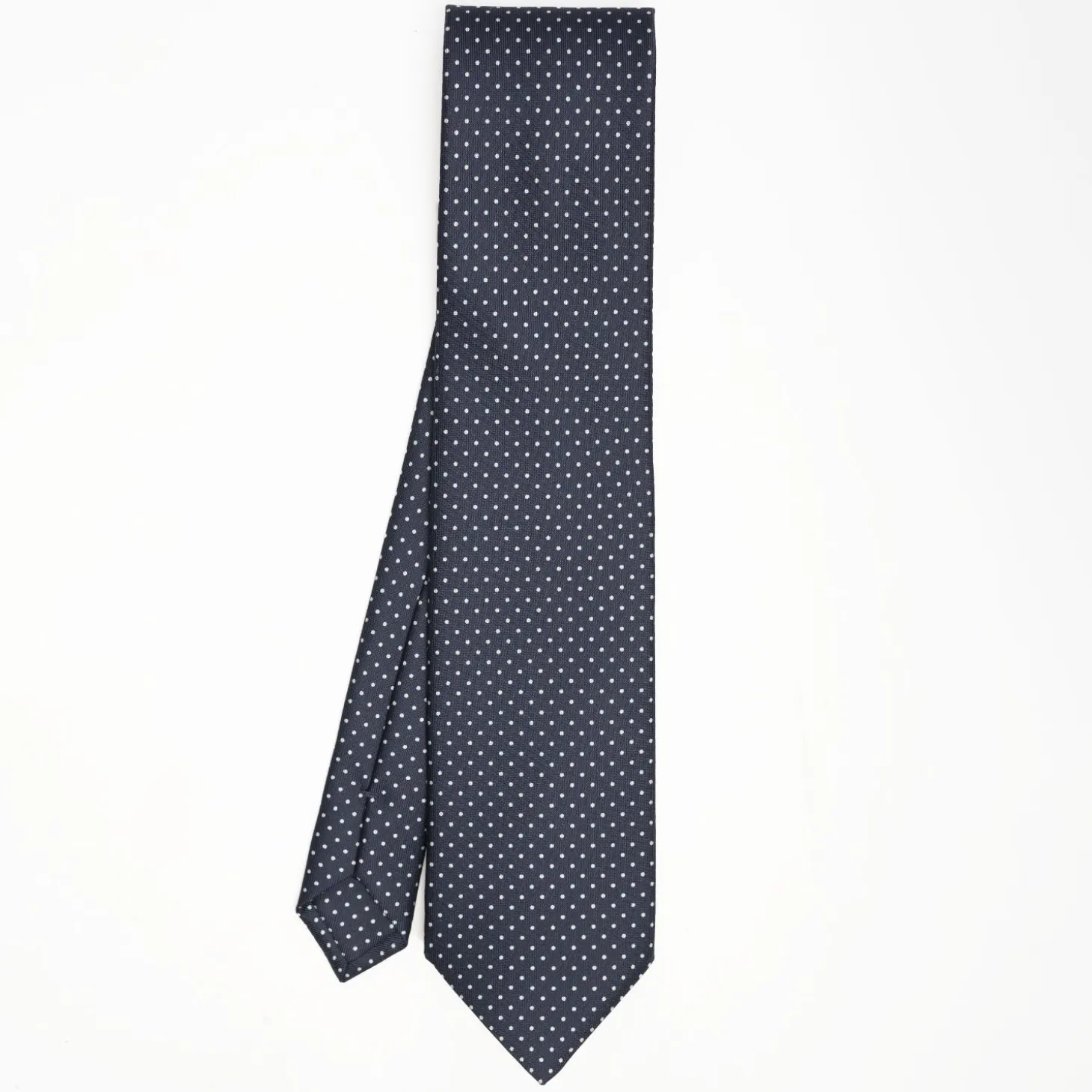 Dark Blue Sartorial Classic Silk Tie Polka Dot Pattern