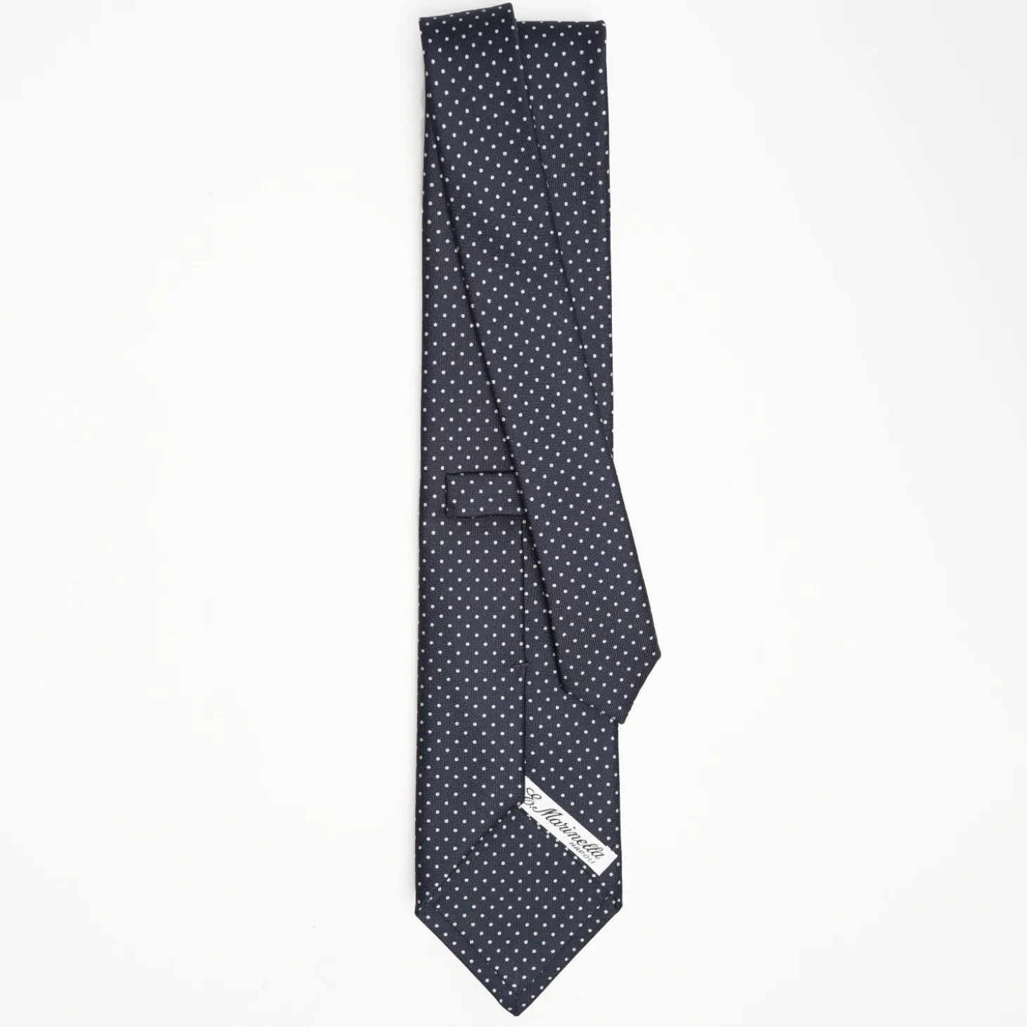 Dark Blue Sartorial Classic Silk Tie Polka Dot Pattern