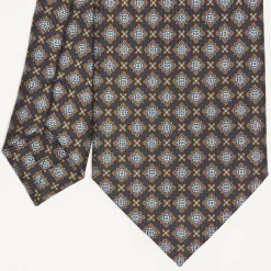 Dark Blue Sartorial Classic Silk Tie Large Flower Pattern