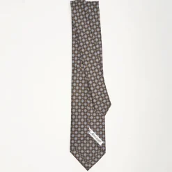 Dark Blue Sartorial Classic Silk Tie Large Flower Pattern