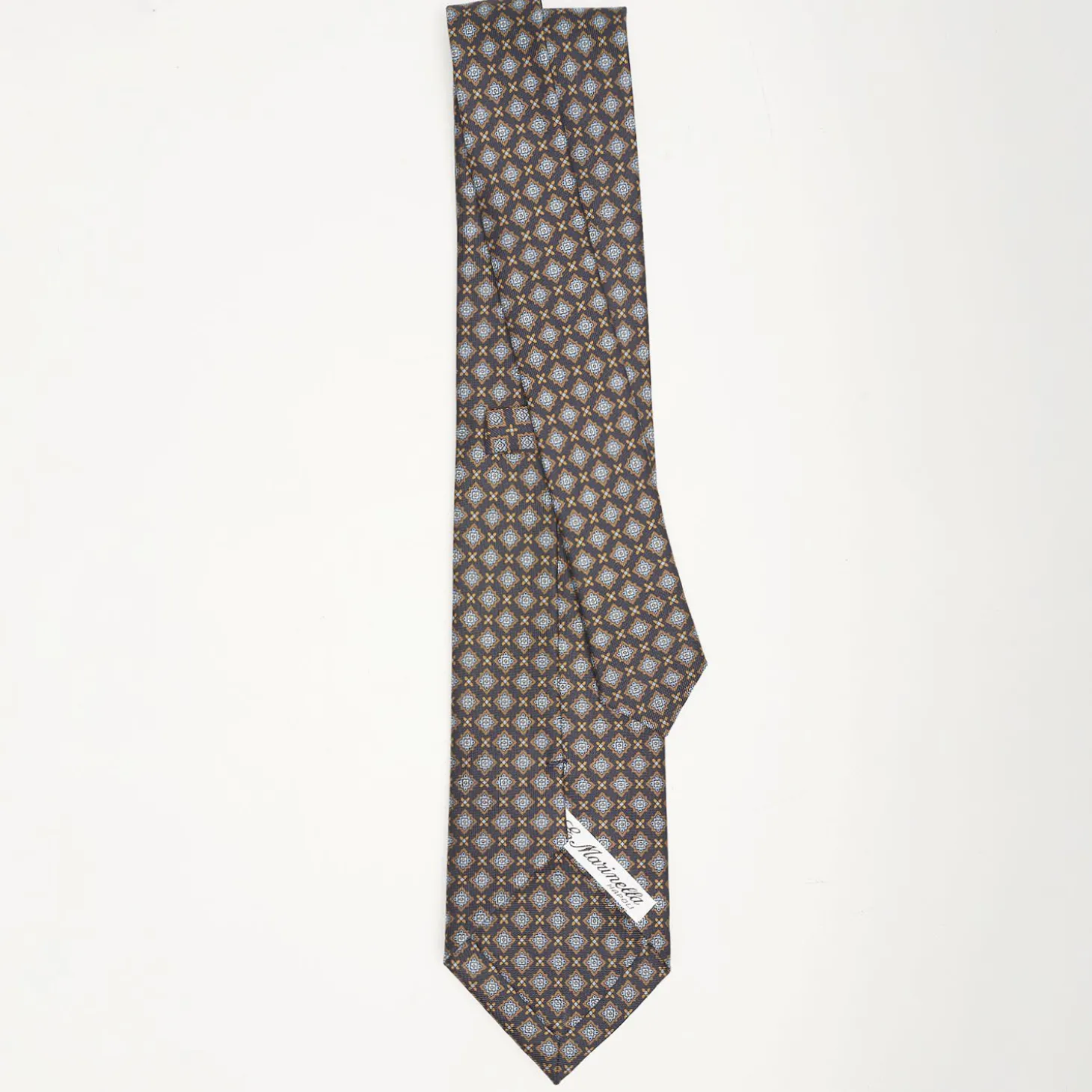 Dark Blue Sartorial Classic Silk Tie Large Flower Pattern