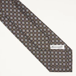 Dark Blue Sartorial Classic Silk Tie Large Flower Pattern