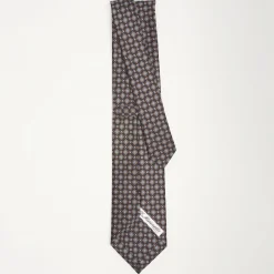 Dark Blue Sartorial Classic Silk Tie Large Flower Pattern