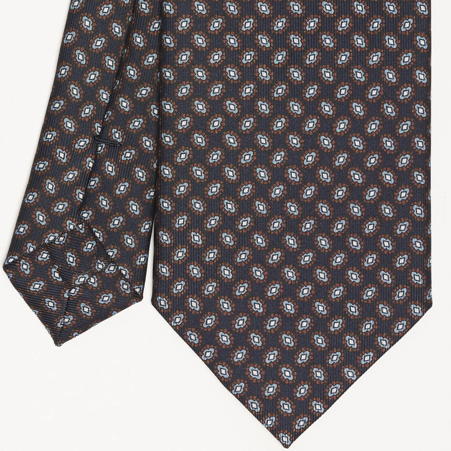 Dark Blue Sartorial Classic Silk Tie Small Geometric Pattern