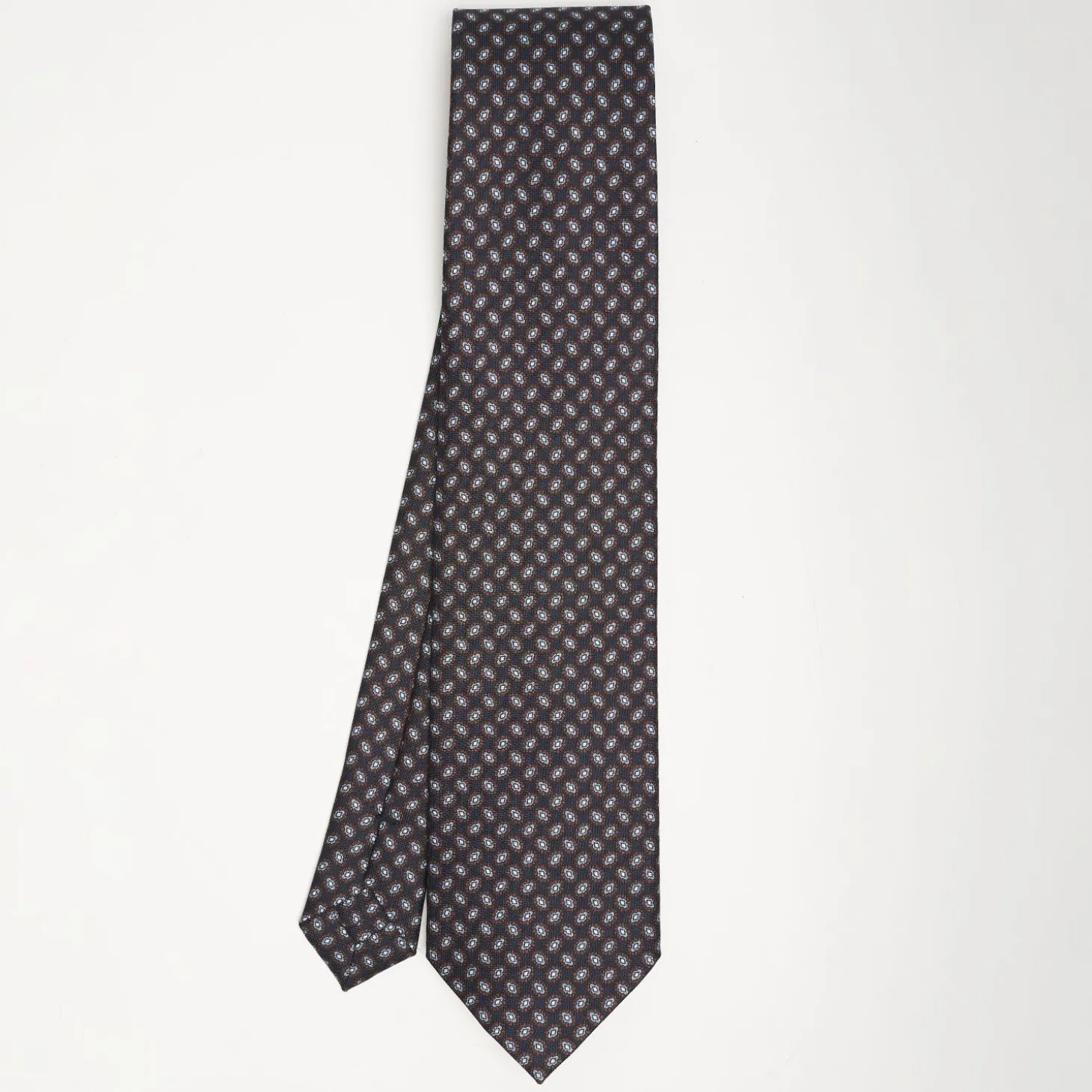 Dark Blue Sartorial Classic Silk Tie Small Geometric Pattern