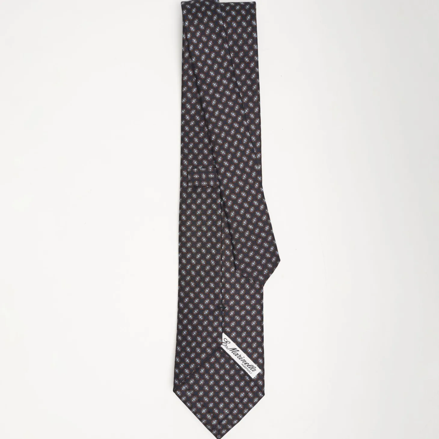 Dark Blue Sartorial Classic Silk Tie Small Geometric Pattern