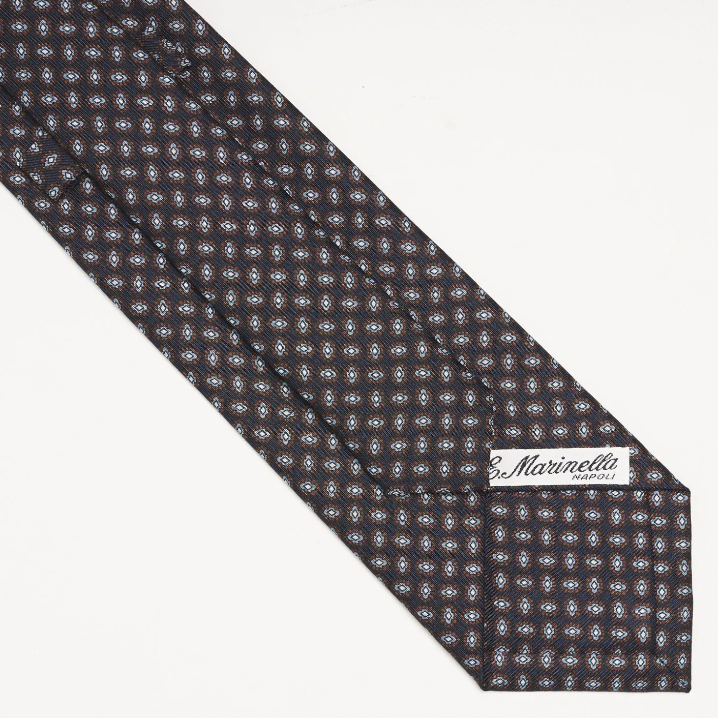 Dark Blue Sartorial Classic Silk Tie Small Geometric Pattern