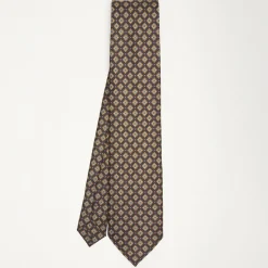 Dark Blue Sartorial Classic Silk Tie - Large Flower Pattern