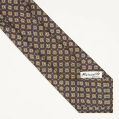 Dark Blue Sartorial Classic Silk Tie - Large Flower Pattern