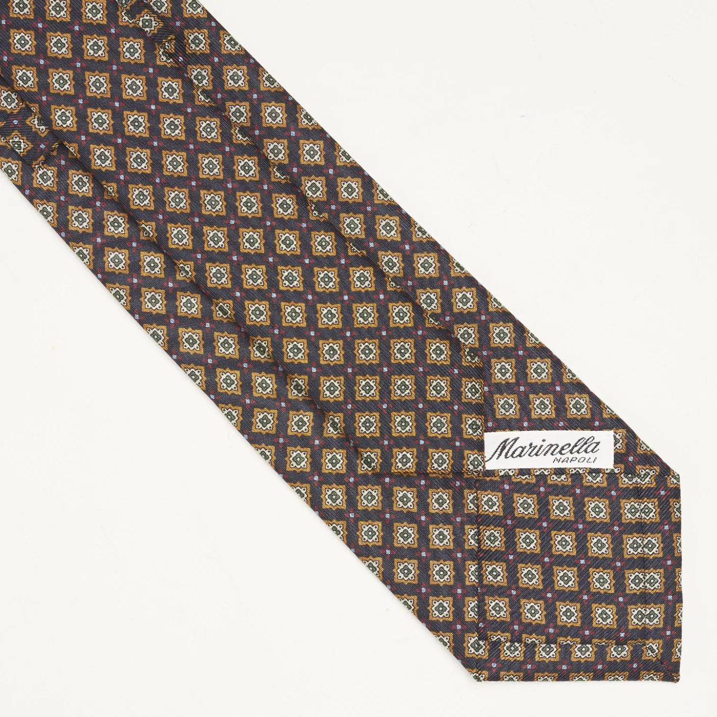 Dark Blue Sartorial Classic Silk Tie - Large Flower Pattern
