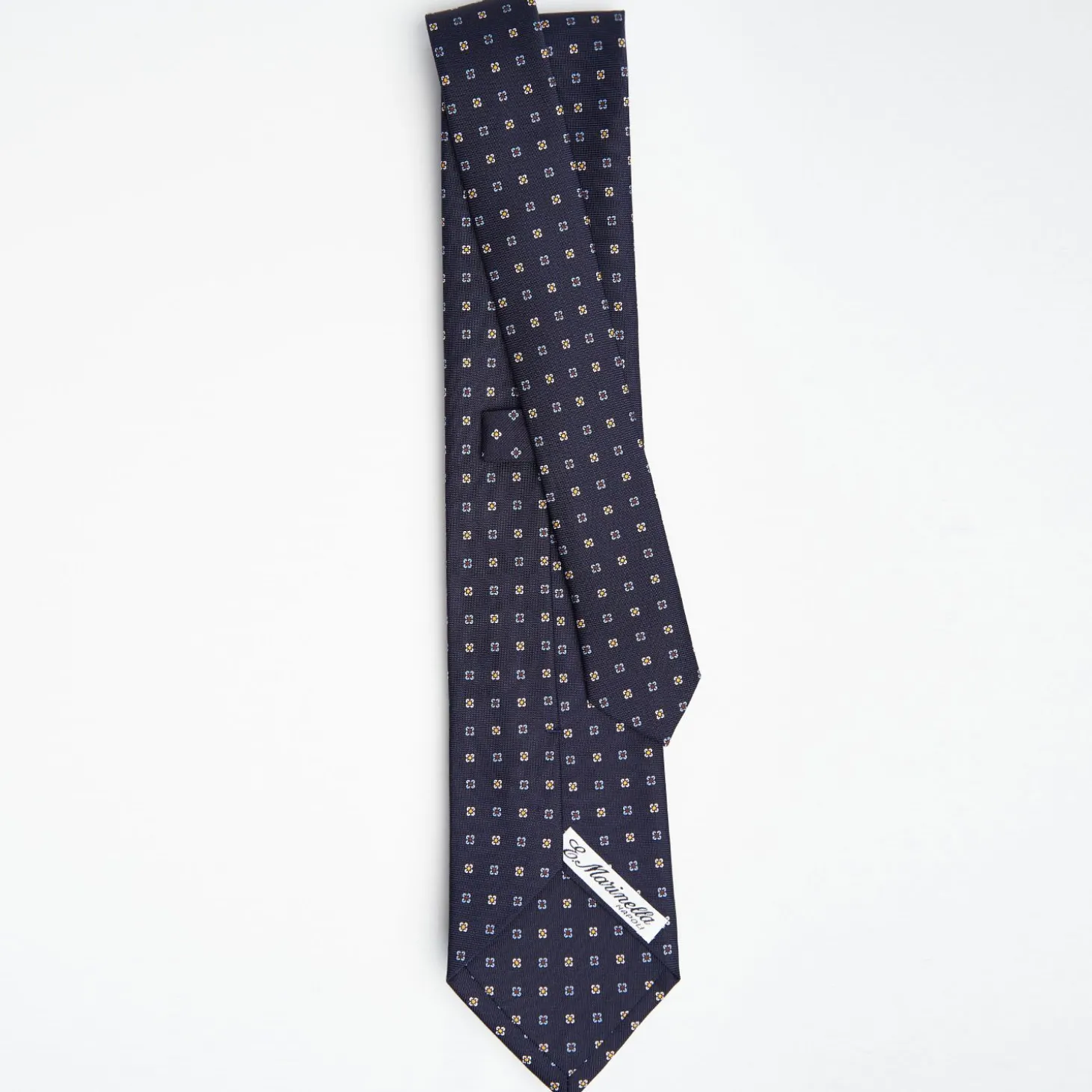 Dark Blue Sartorial Classic Silk Tie Small Flower Pattern