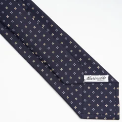 Dark Blue Sartorial Classic Silk Tie Small Flower Pattern