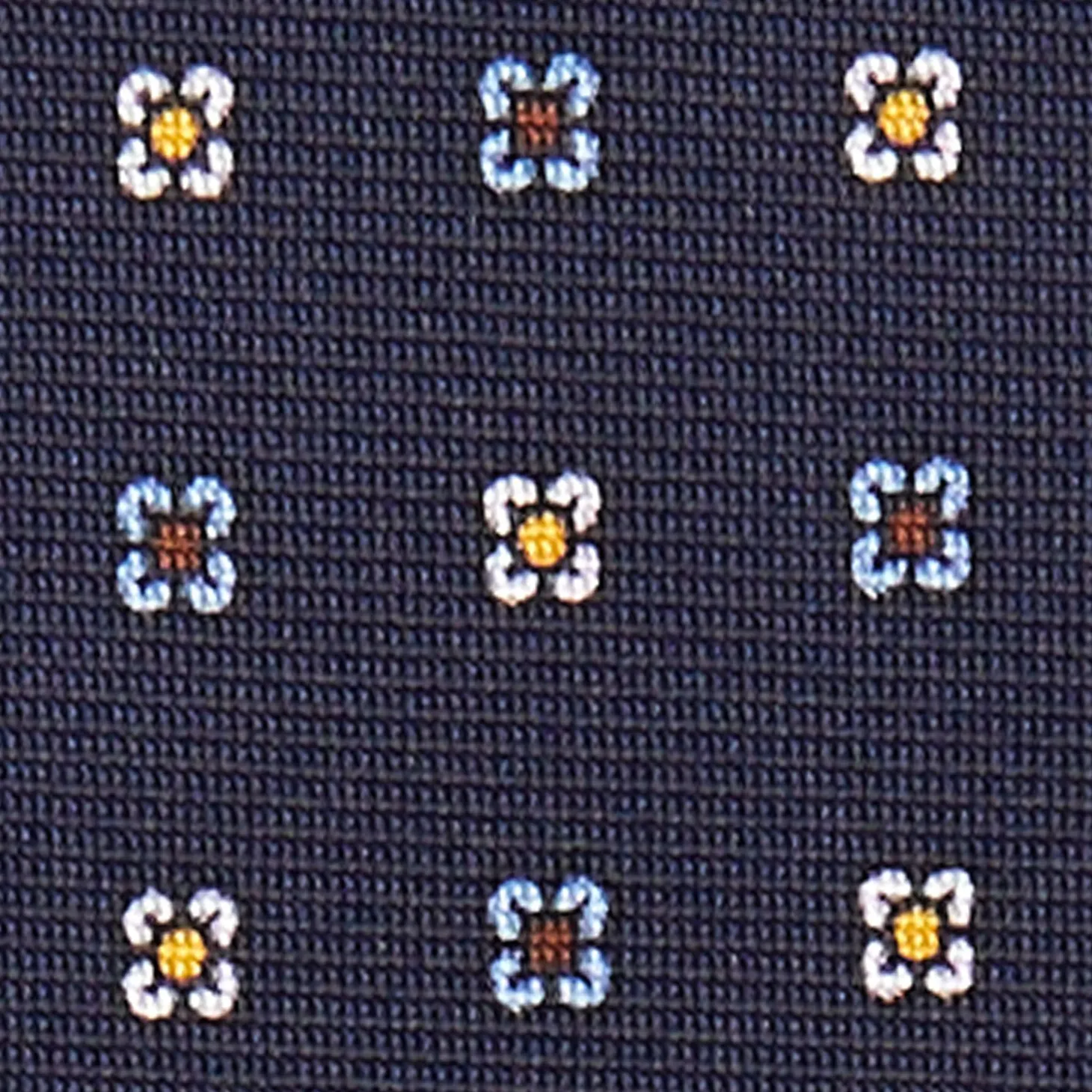 Dark Blue Sartorial Classic Silk Tie Small Flower Pattern
