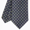 Dark Blue Sartorial Classic Silk Tie Large Flower Pattern