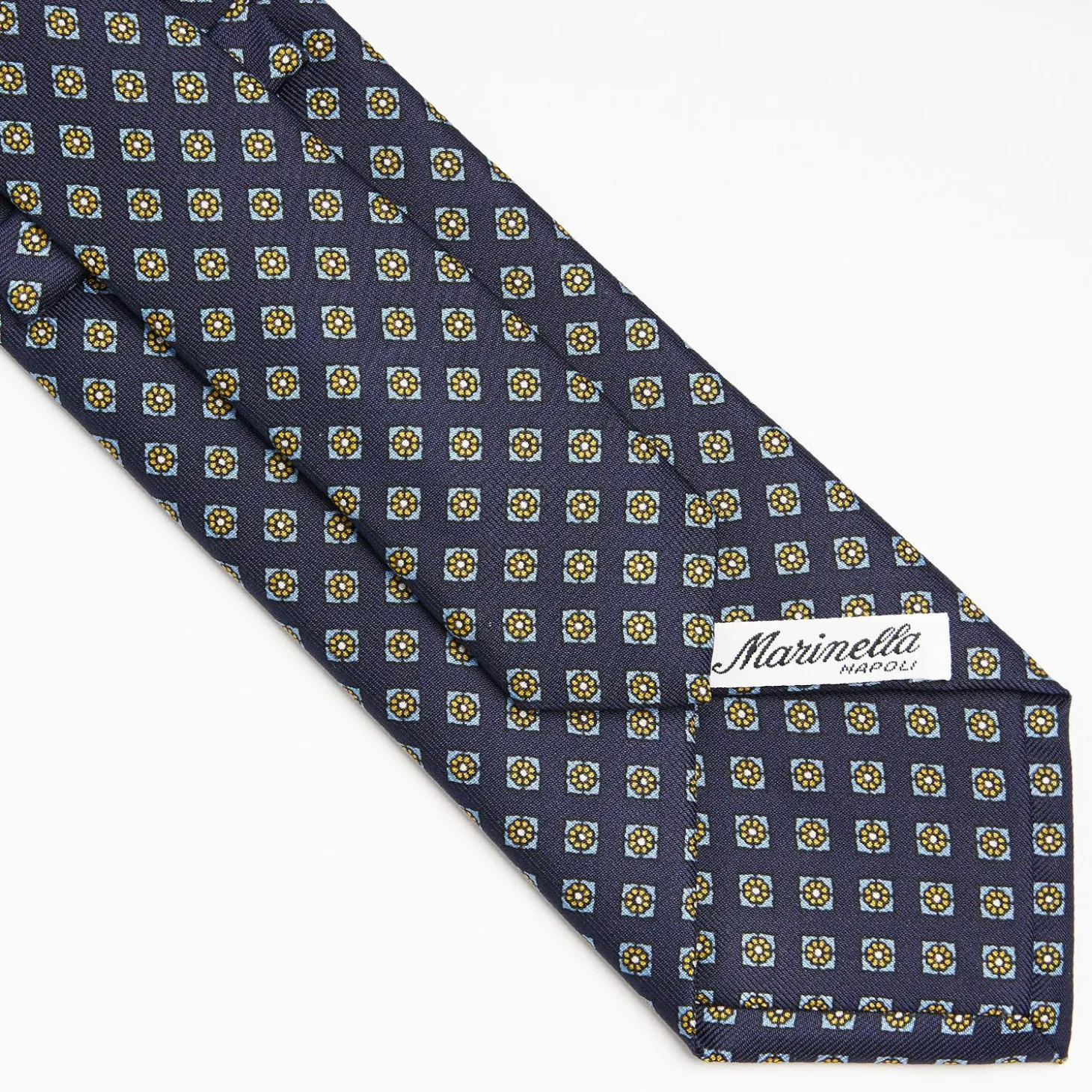 Dark Blue Sartorial Classic Silk Tie Large Flower Pattern