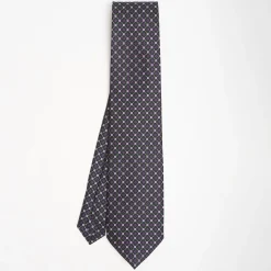 Dark Blue Sartorial Classic Silk Tie Small Flower Pattern