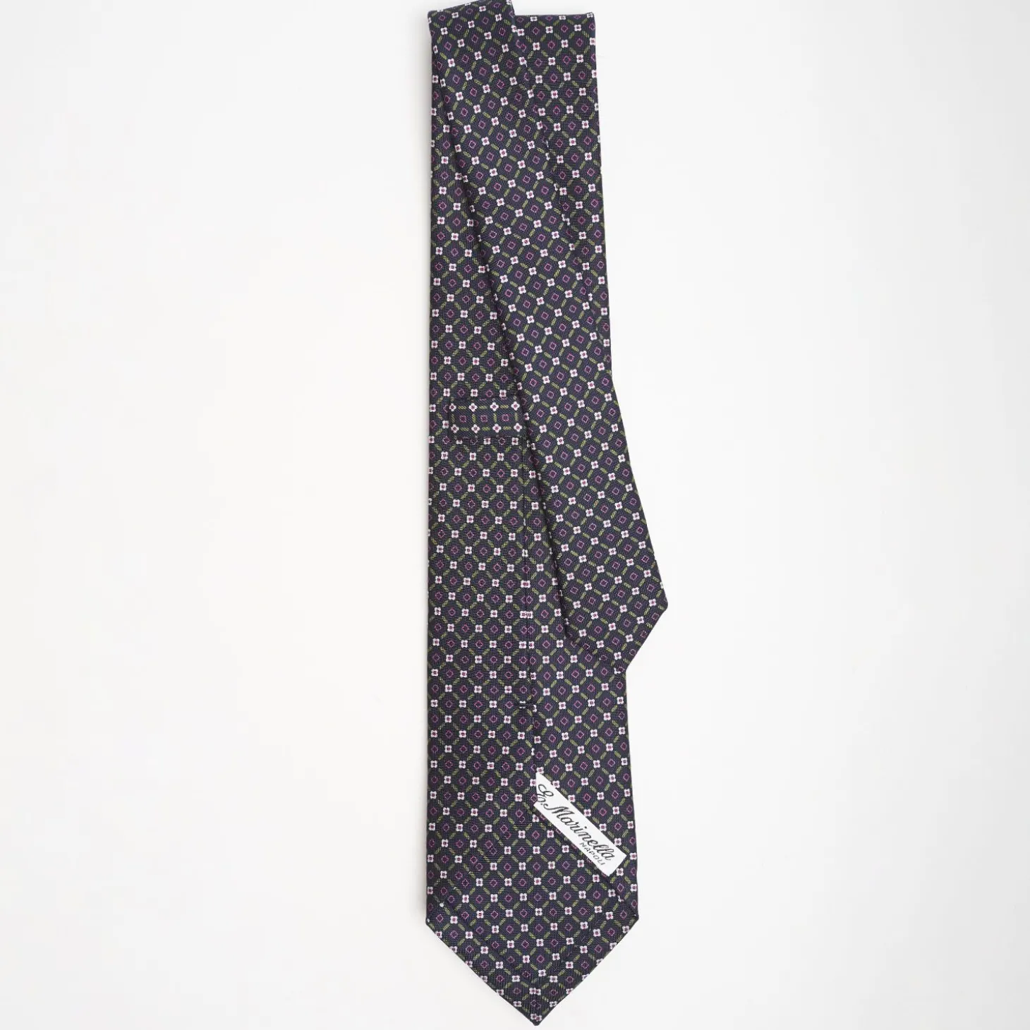 Dark Blue Sartorial Classic Silk Tie Small Flower Pattern