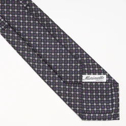 Dark Blue Sartorial Classic Silk Tie Small Flower Pattern