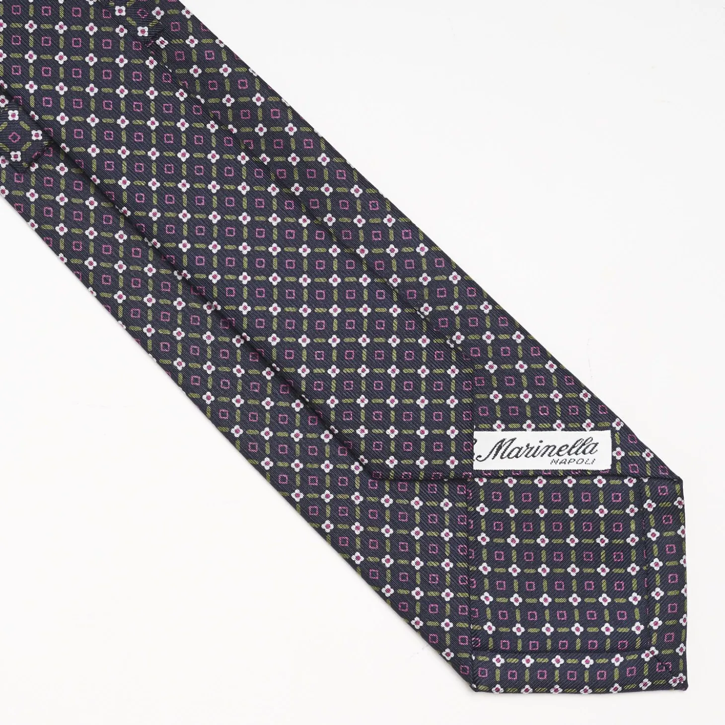 Dark Blue Sartorial Classic Silk Tie Small Flower Pattern