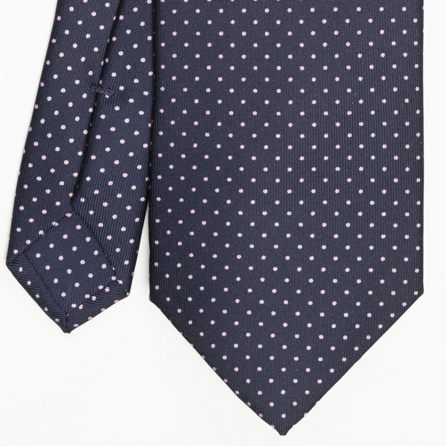 Dark Blue Sartorial Classic Silk Tie Polka Dot Pattern