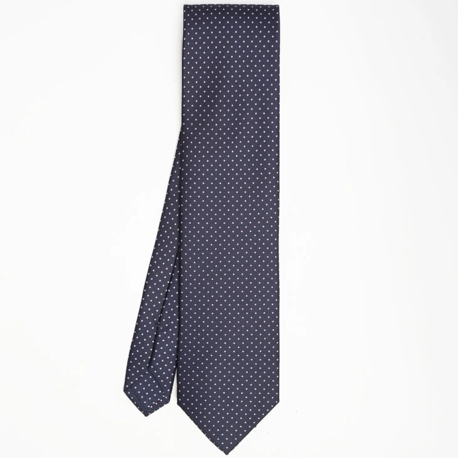 Dark Blue Sartorial Classic Silk Tie Polka Dot Pattern
