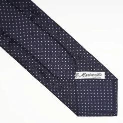 Dark Blue Sartorial Classic Silk Tie Polka Dot Pattern