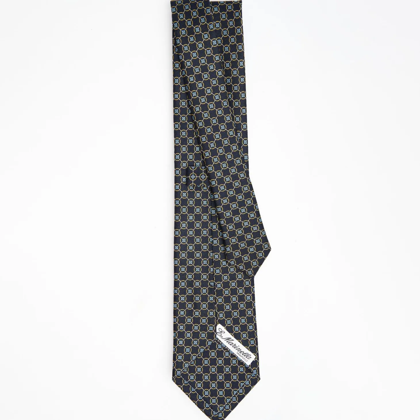 Dark Blue Sartorial Classic Silk Tie - Large Flower Pattern