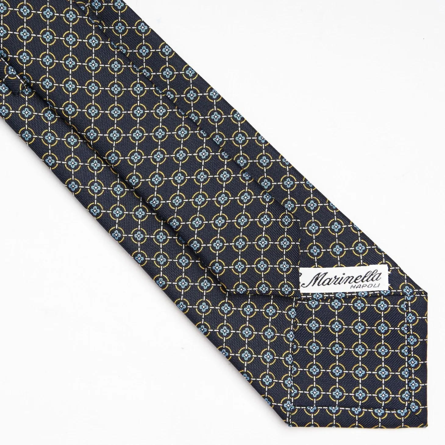 Dark Blue Sartorial Classic Silk Tie - Large Flower Pattern