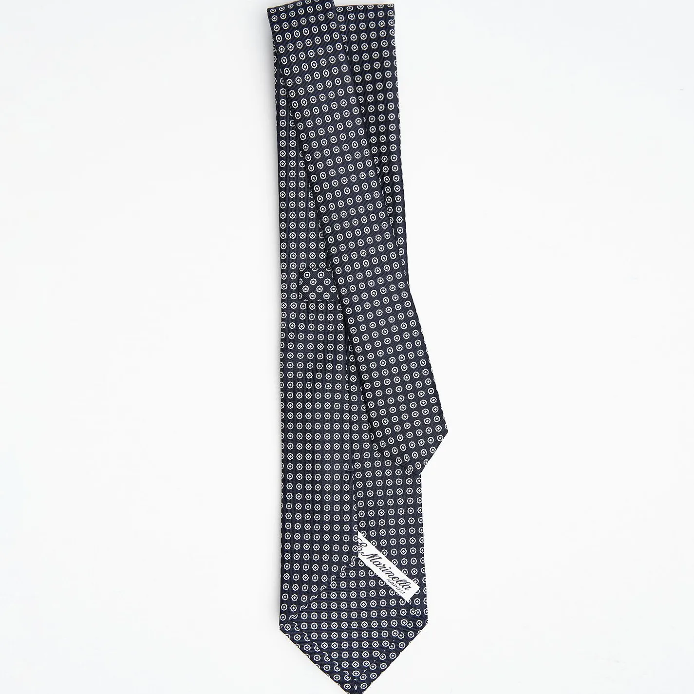 Dark Blue Sartorial Classic Silk Tie Small Flower Pattern
