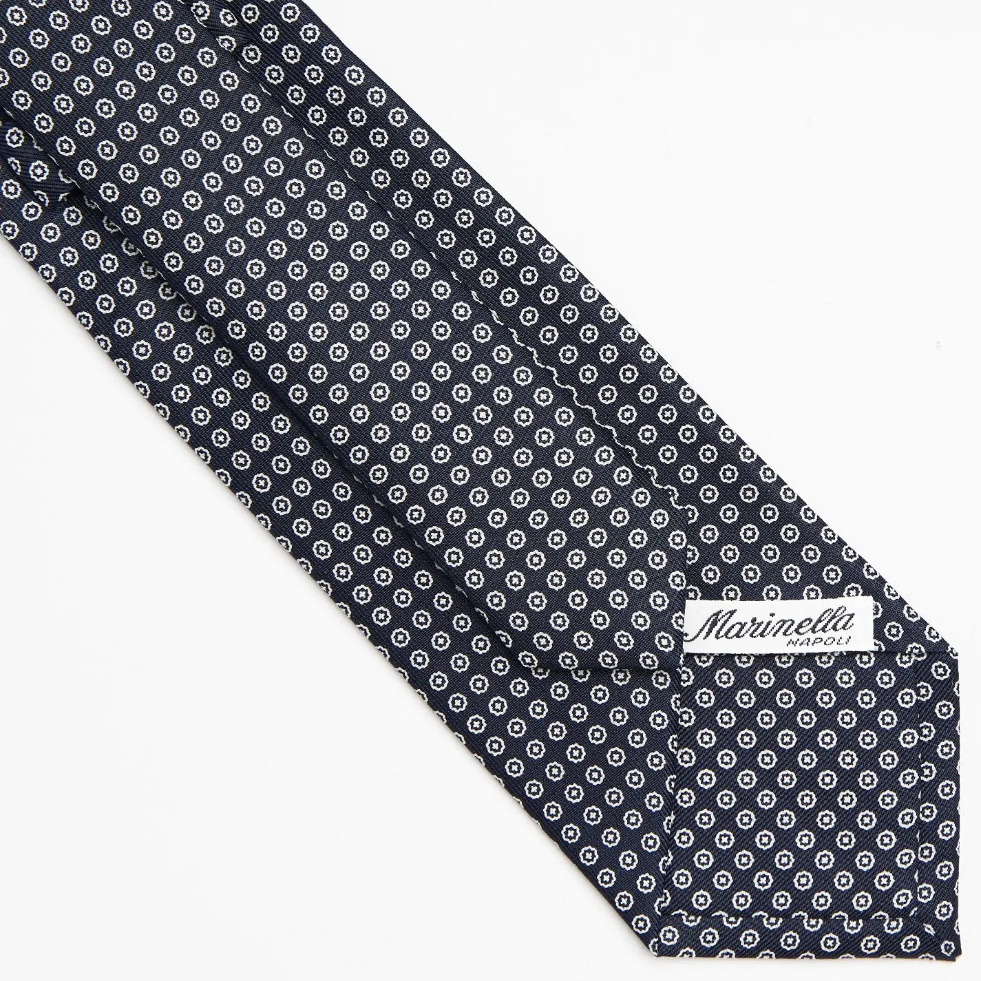 Dark Blue Sartorial Classic Silk Tie Small Flower Pattern