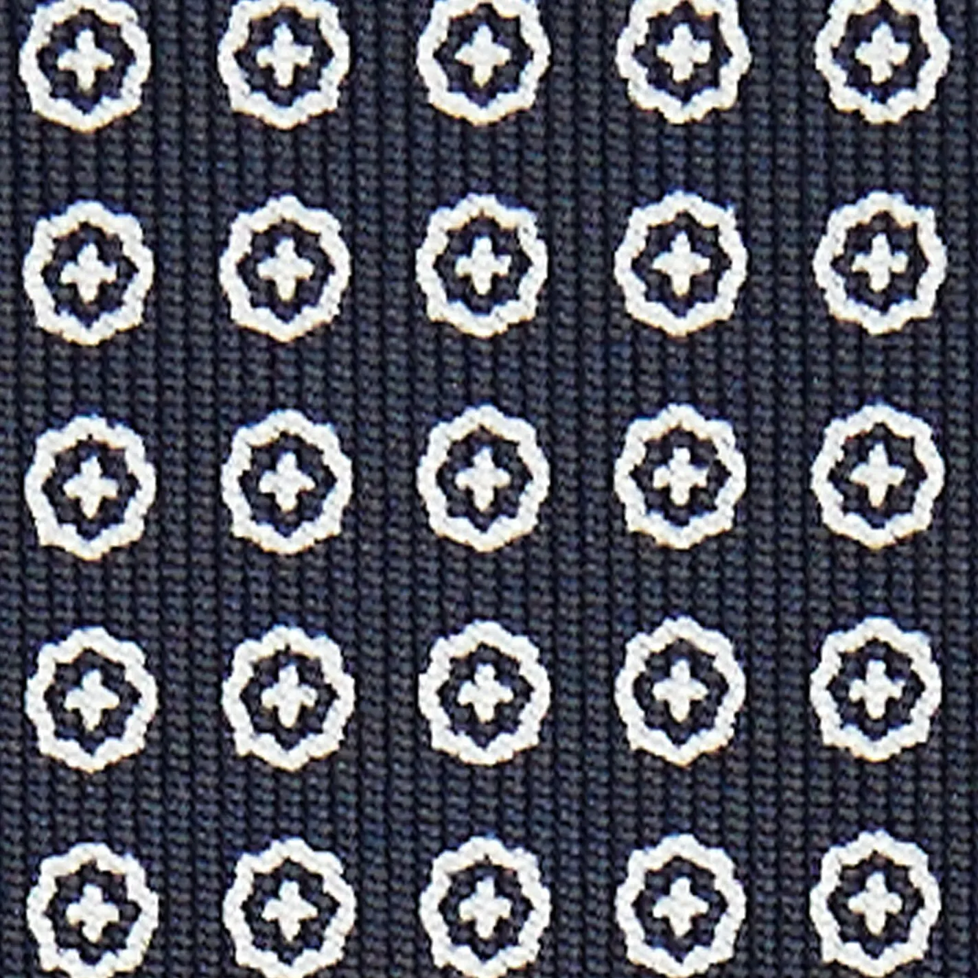 Dark Blue Sartorial Classic Silk Tie Small Flower Pattern