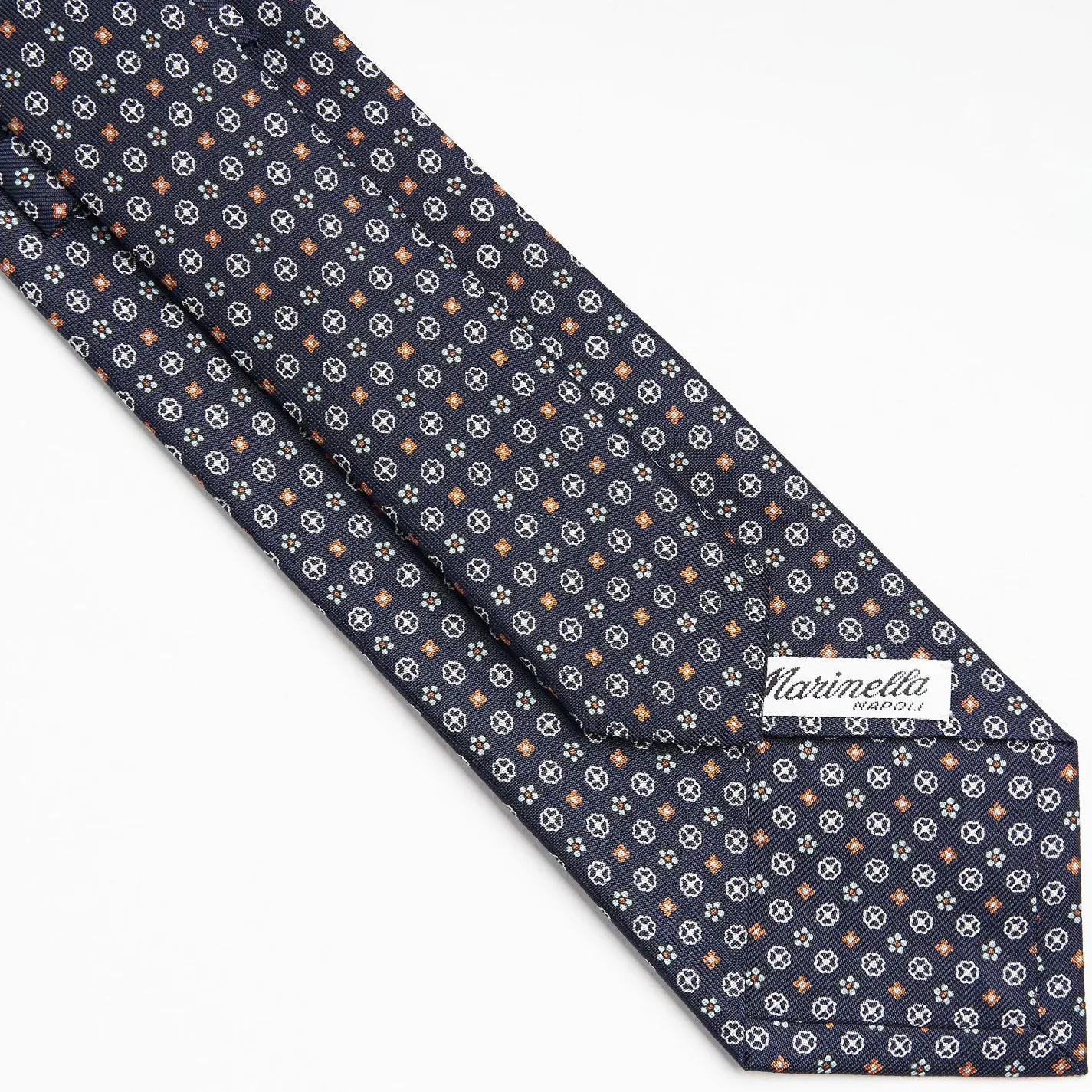 Dark Blue Sartorial Classic Silk Tie Small Flower Pattern