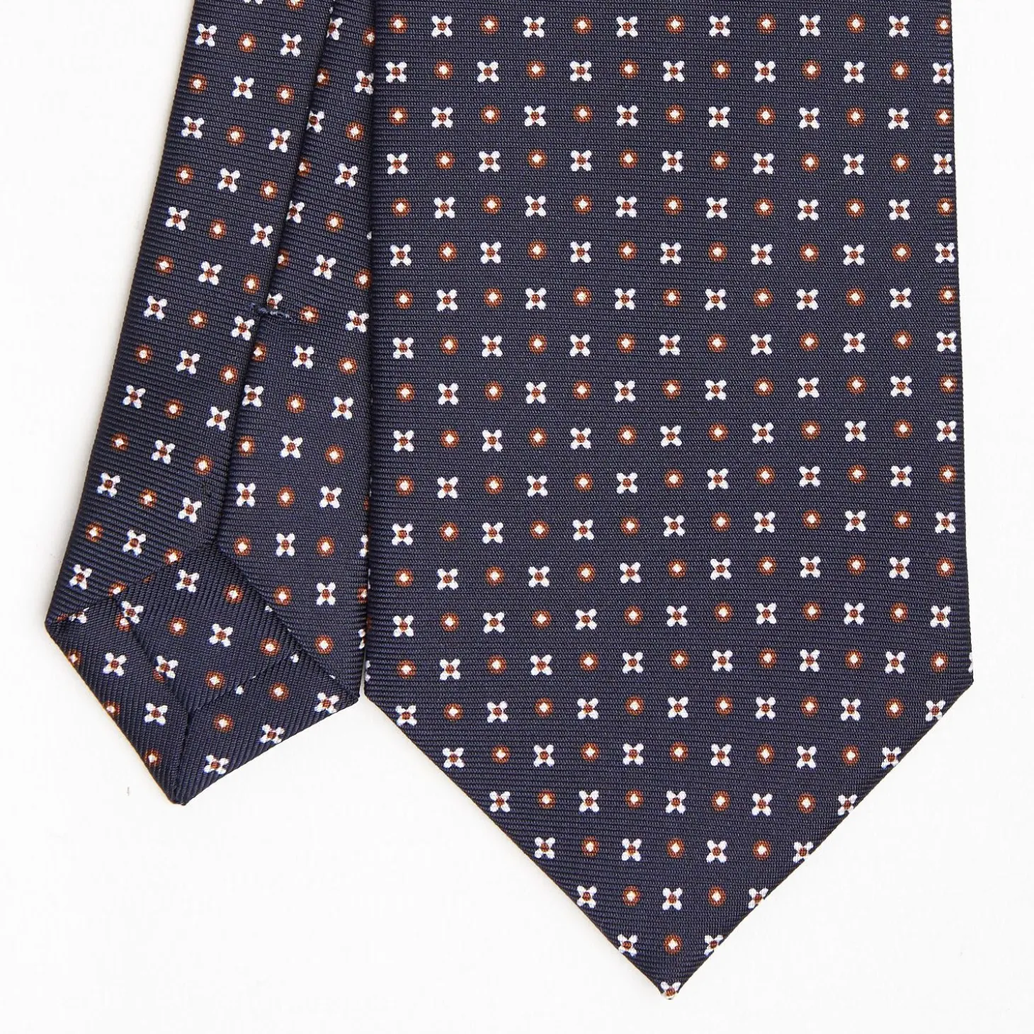 Dark Blue Sartorial Classic Silk Tie Small Flower Pattern