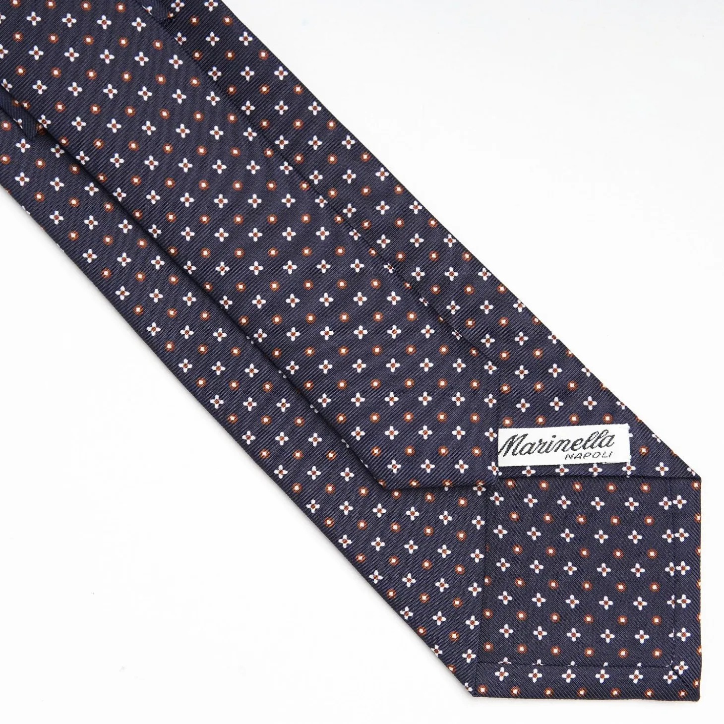 Dark Blue Sartorial Classic Silk Tie Small Flower Pattern