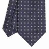 Dark Blue Sartorial Classic Silk Tie Small Flower Pattern