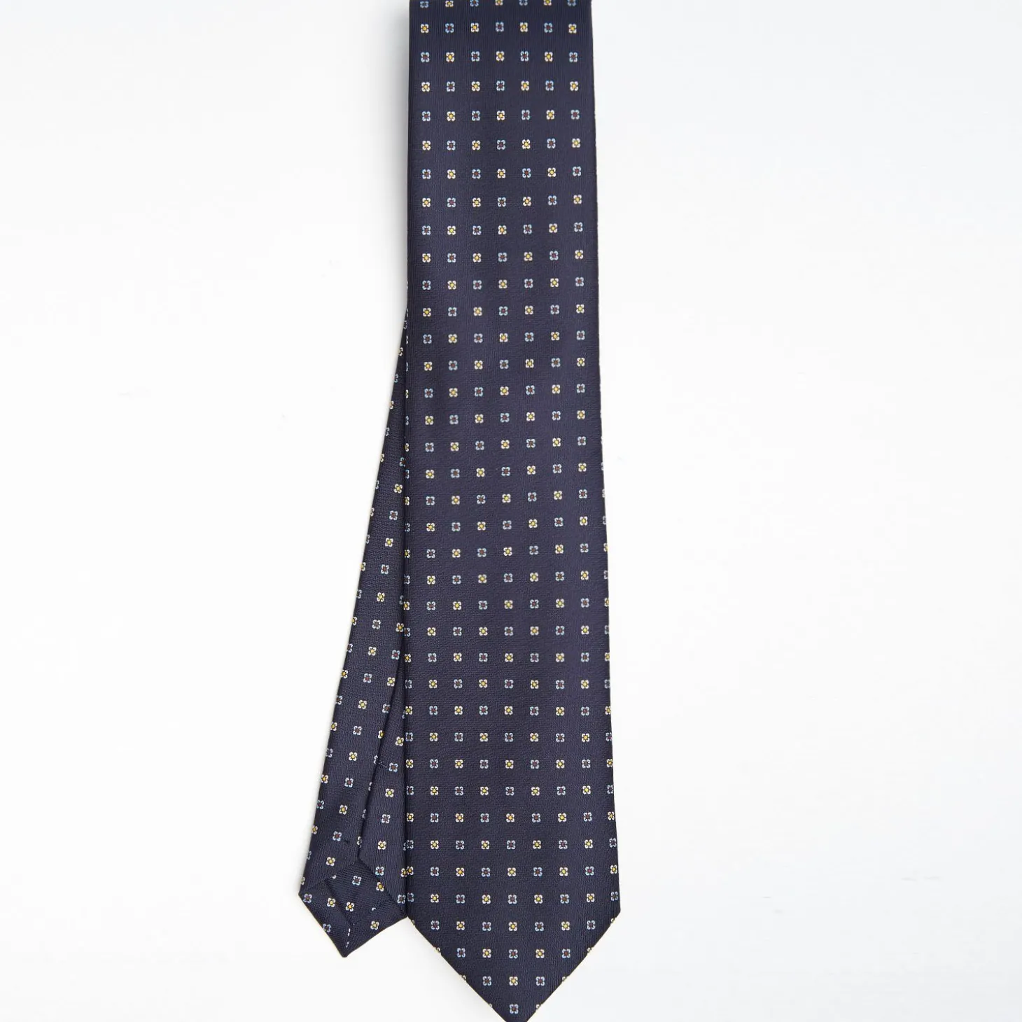 Dark Blue Sartorial Classic Silk Tie Small Flower Pattern