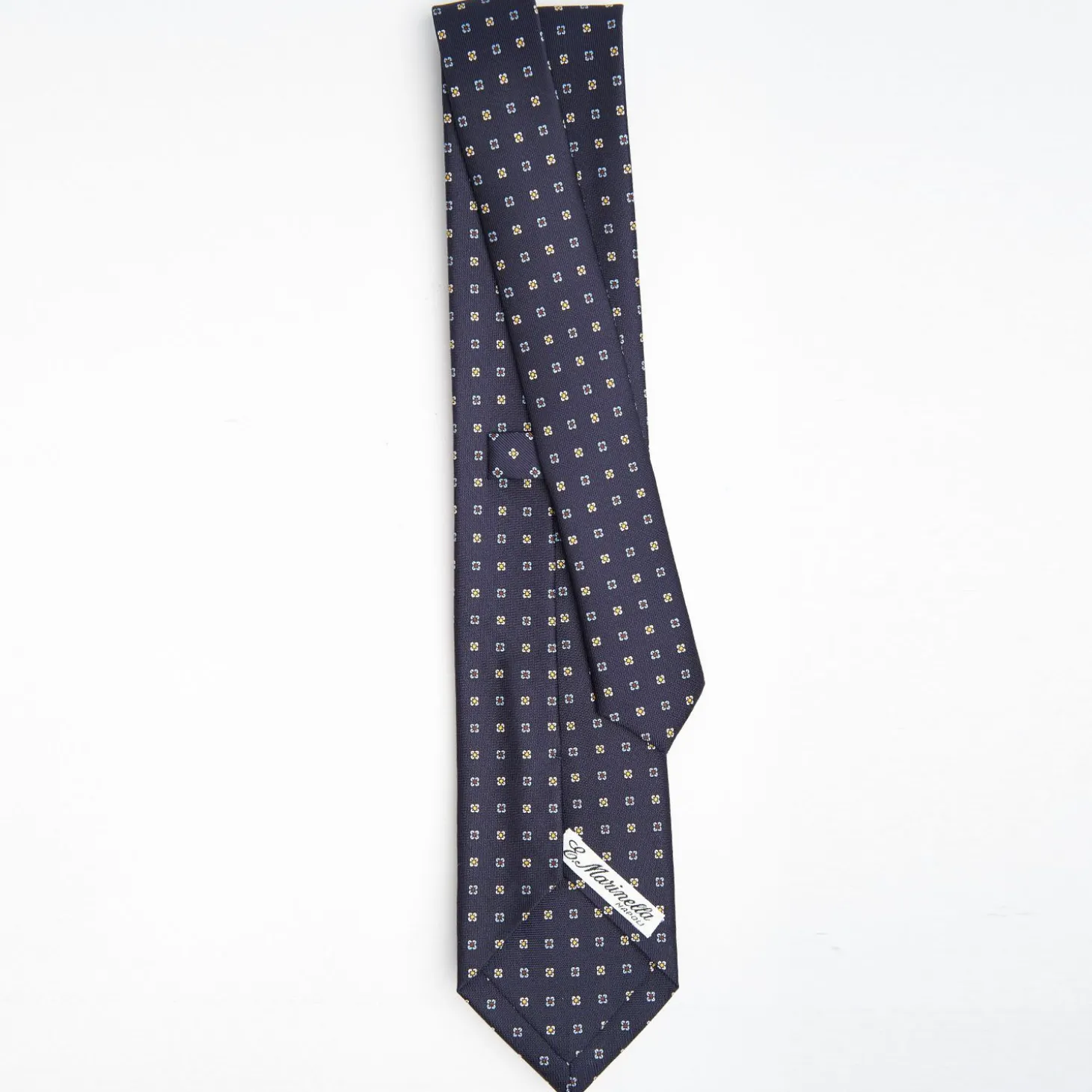 Dark Blue Sartorial Classic Silk Tie Small Flower Pattern