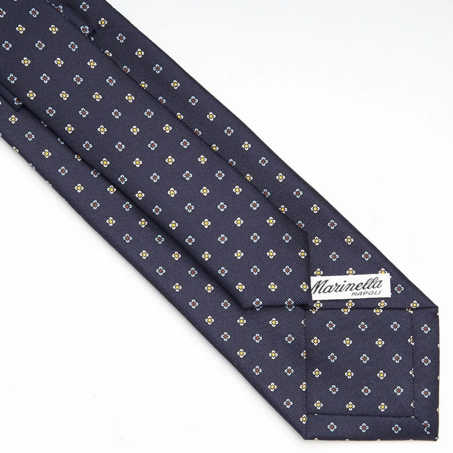 Dark Blue Sartorial Classic Silk Tie Small Flower Pattern